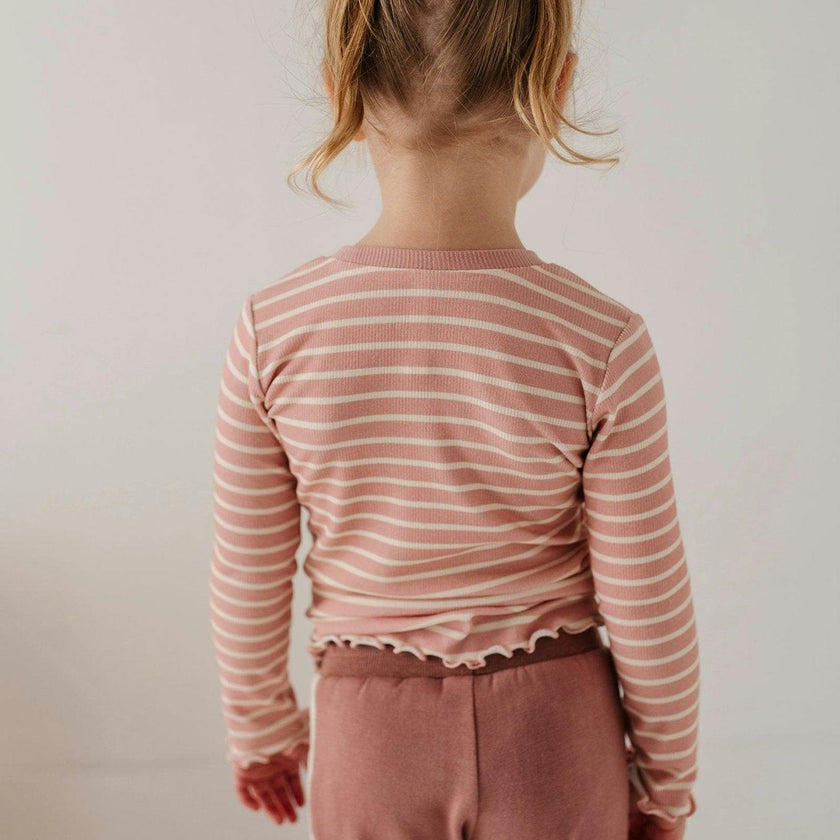 Lettuce Hem Tee Misty Rose Stripe