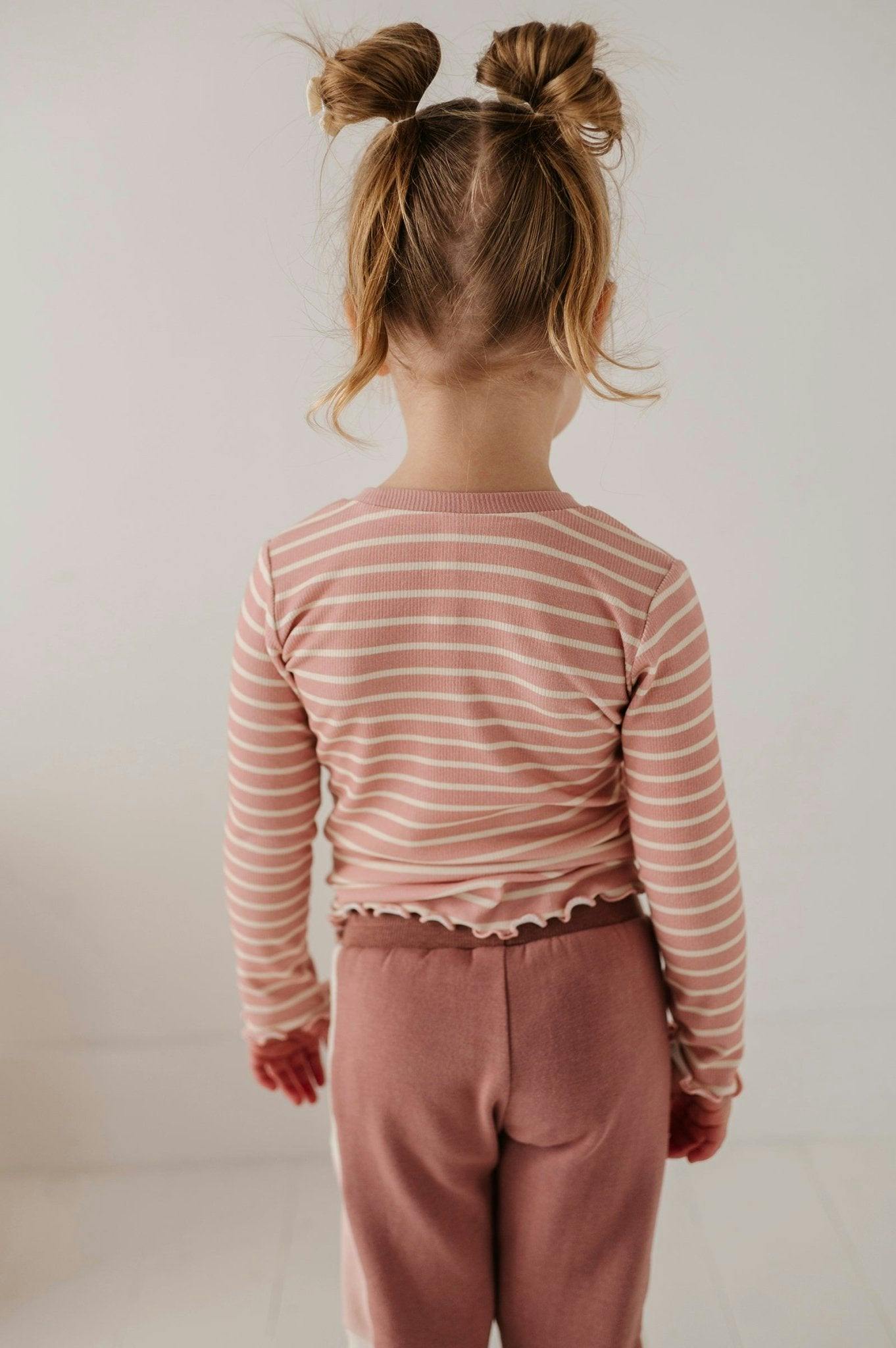 Lettuce Hem Tee Misty Rose Stripe