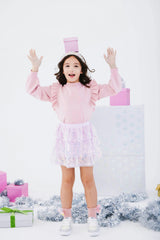 Iridescent Shimmer Sequin Skirt Pink