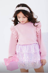 Iridescent Shimmer Sequin Skirt Pink
