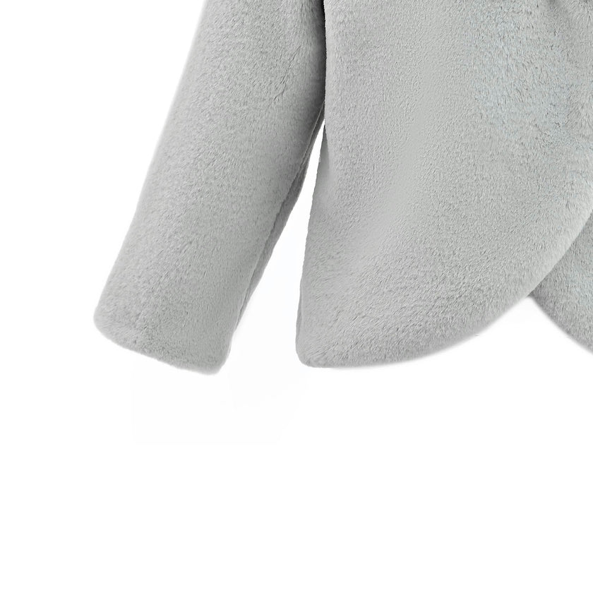 Gray Plush Asymmetrical Coat