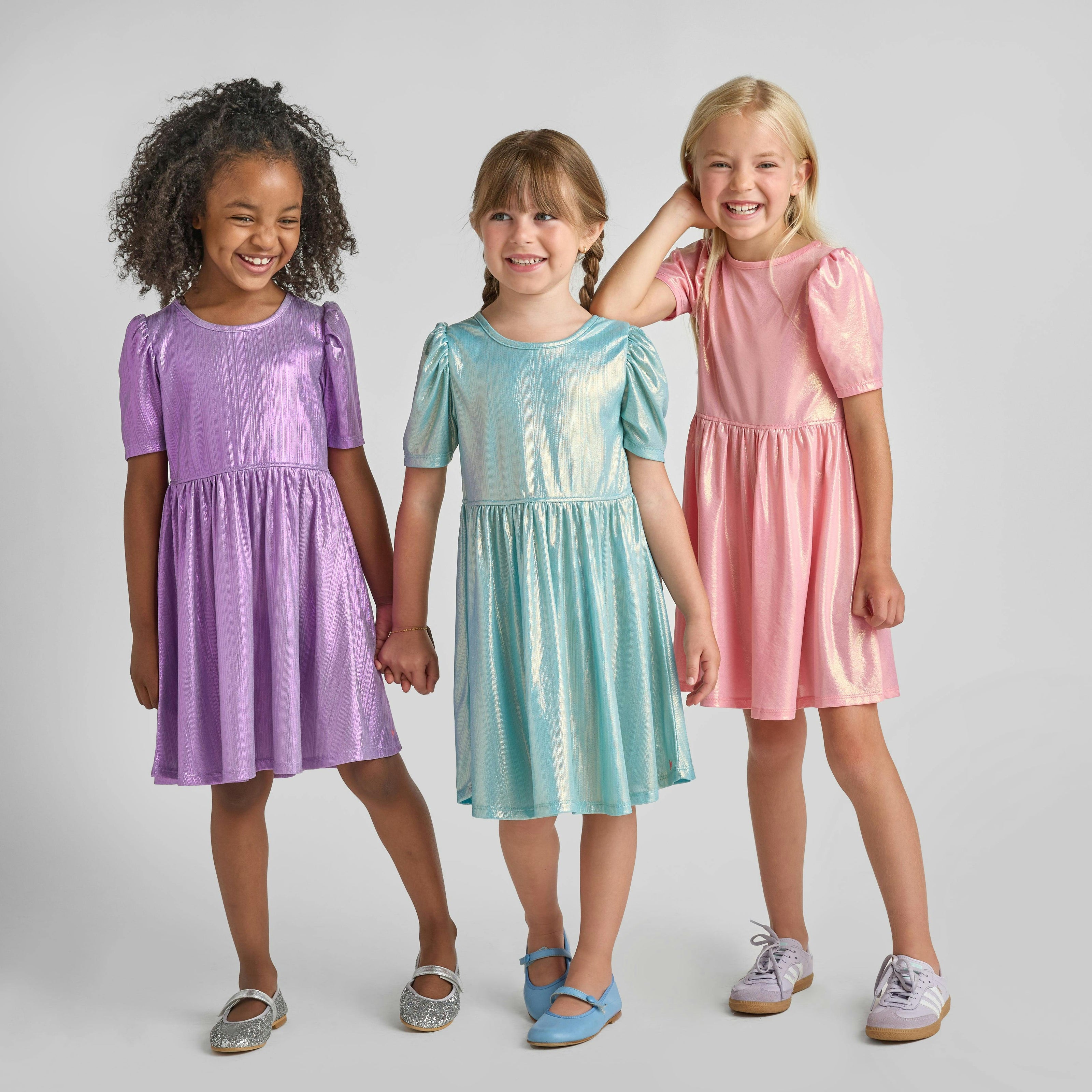 Girls Lame Laurie Dress - Light Pink