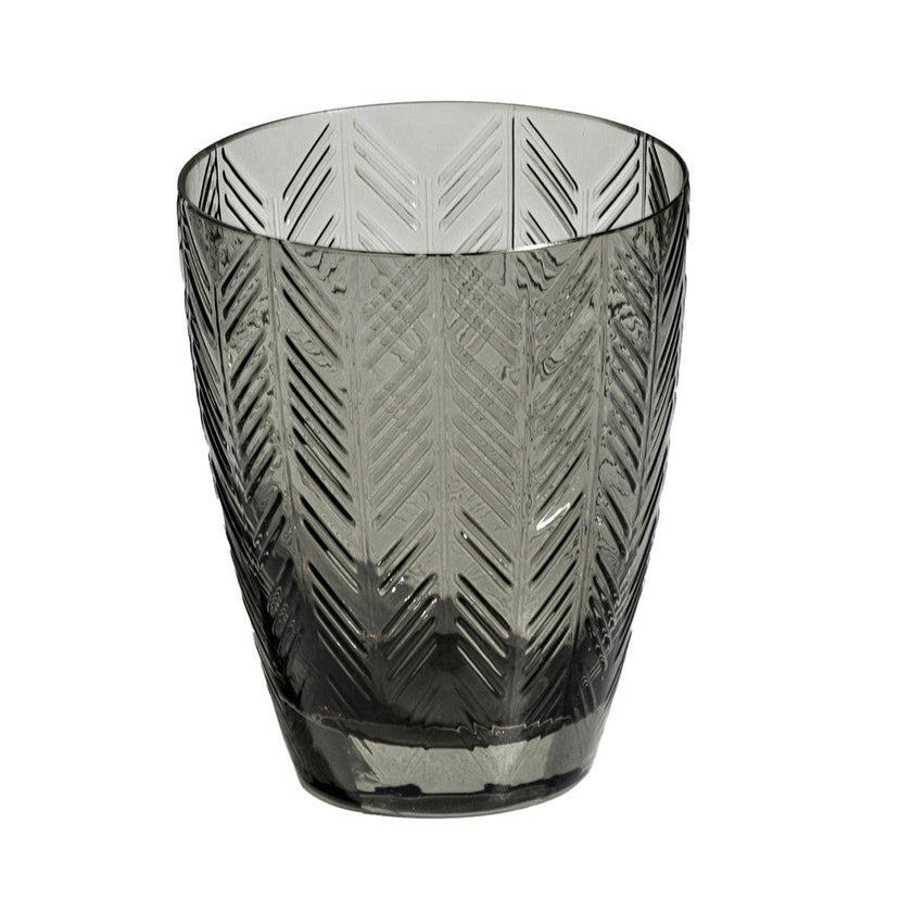 Water Glasses ZIG ZAG Set of 6  Grey 11.8 oz, diam. 3.3", H 4"