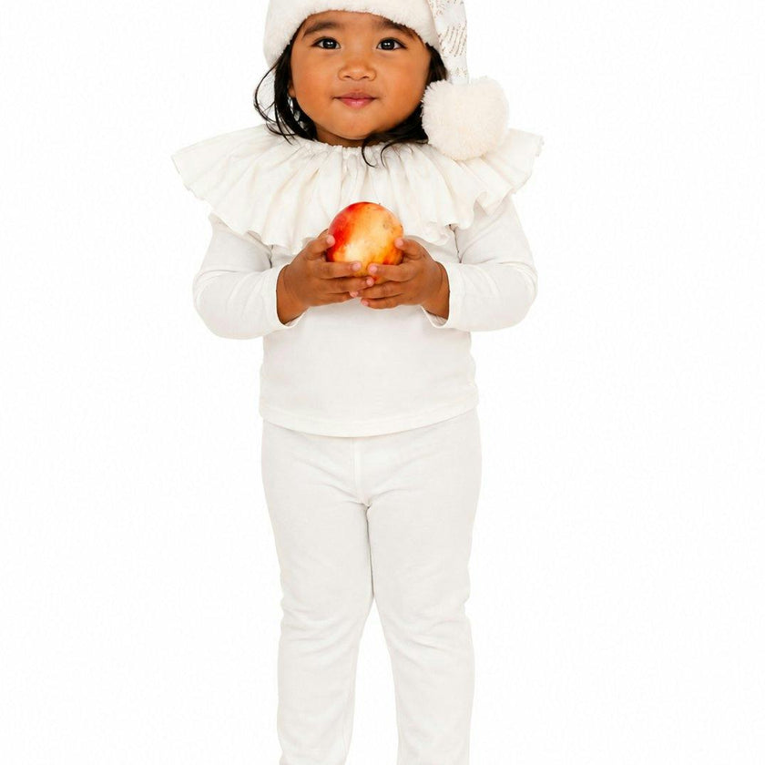 White Holiday Elf Pajama Costume-Christmas Gift for Kids - Cozy Cotton Stocking Stuffer