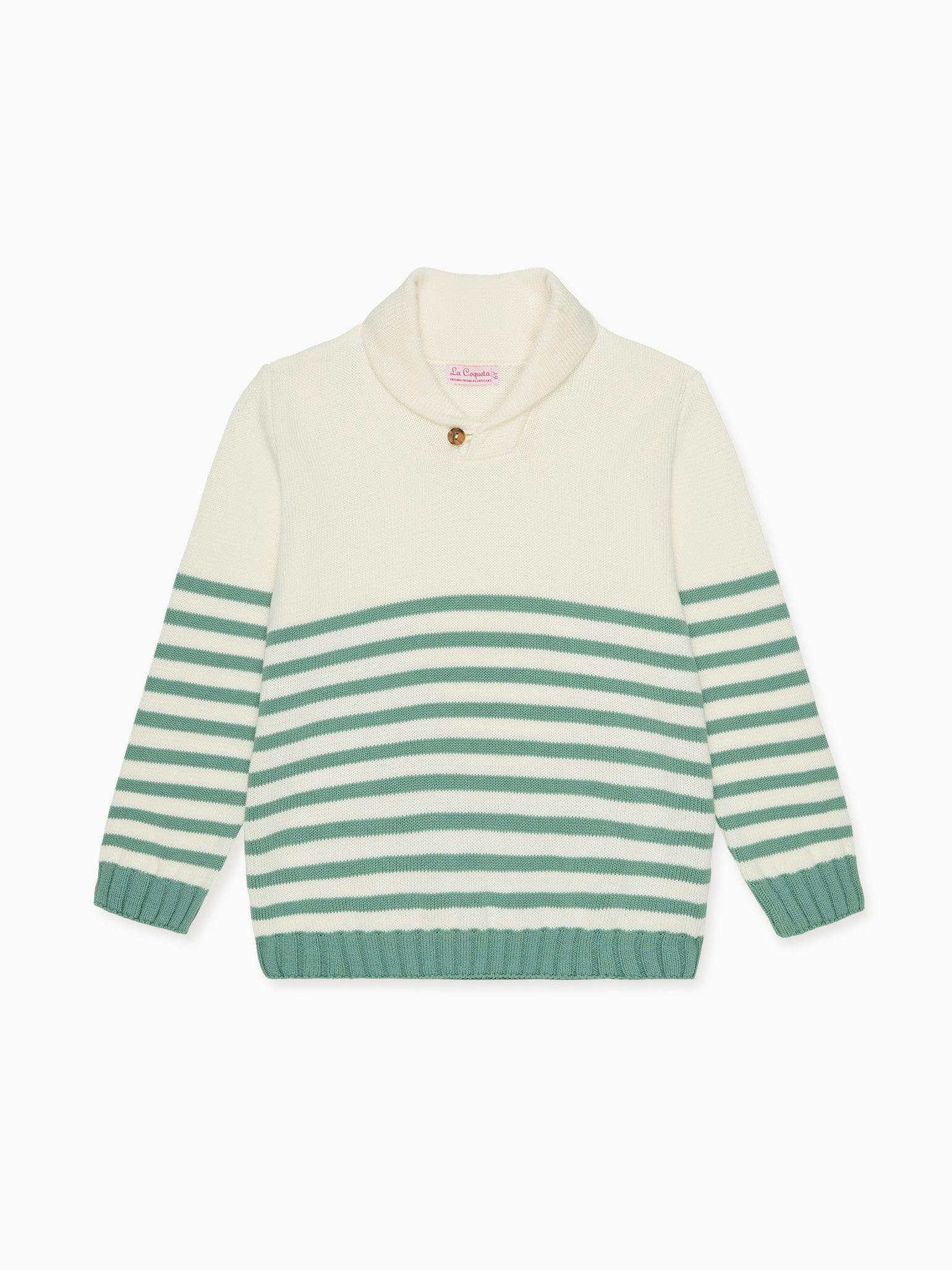 Sage Stripe Goyo Cotton Boy Jumper