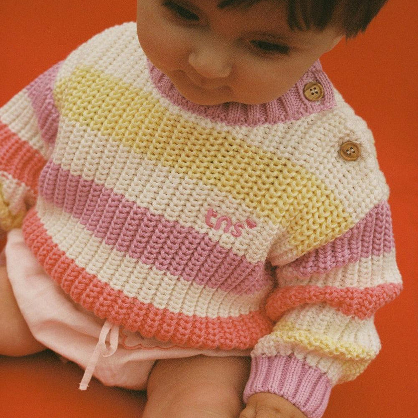 Celosia Baby Jumper Pink Lavander Stripes