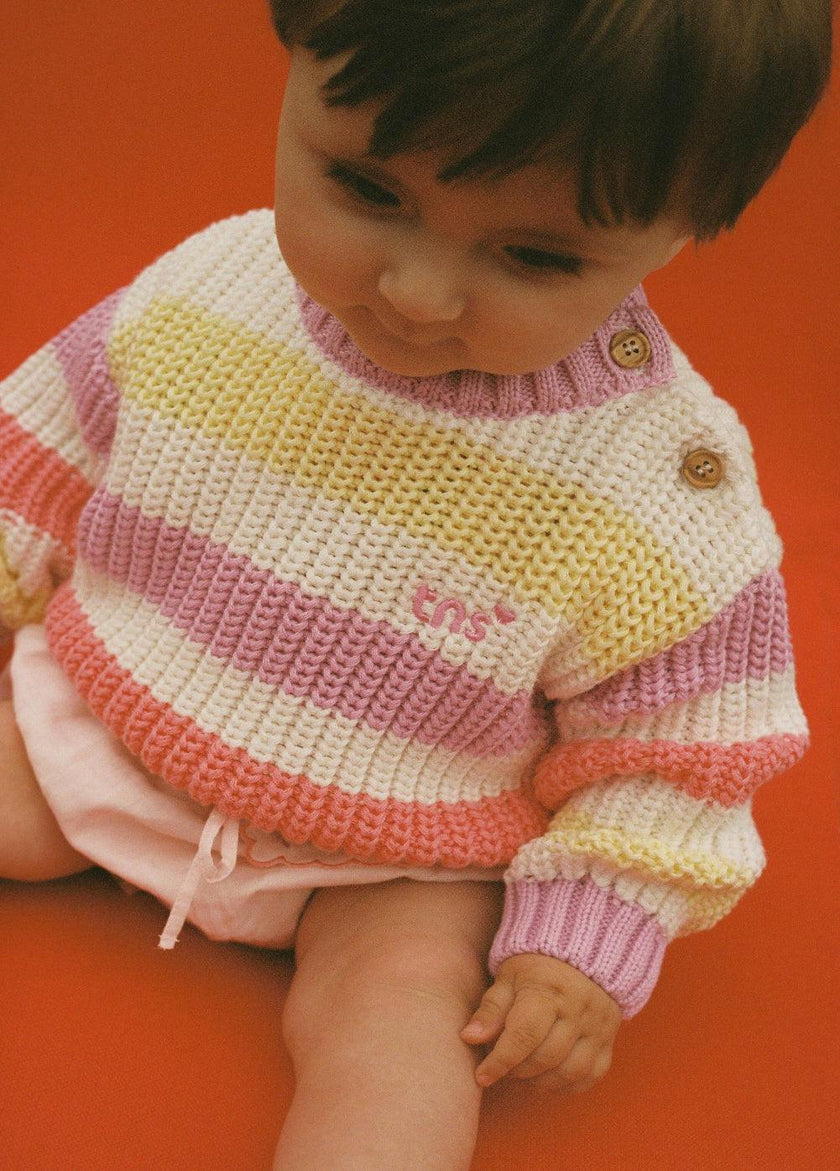 Celosia Baby Jumper Pink Lavander Stripes