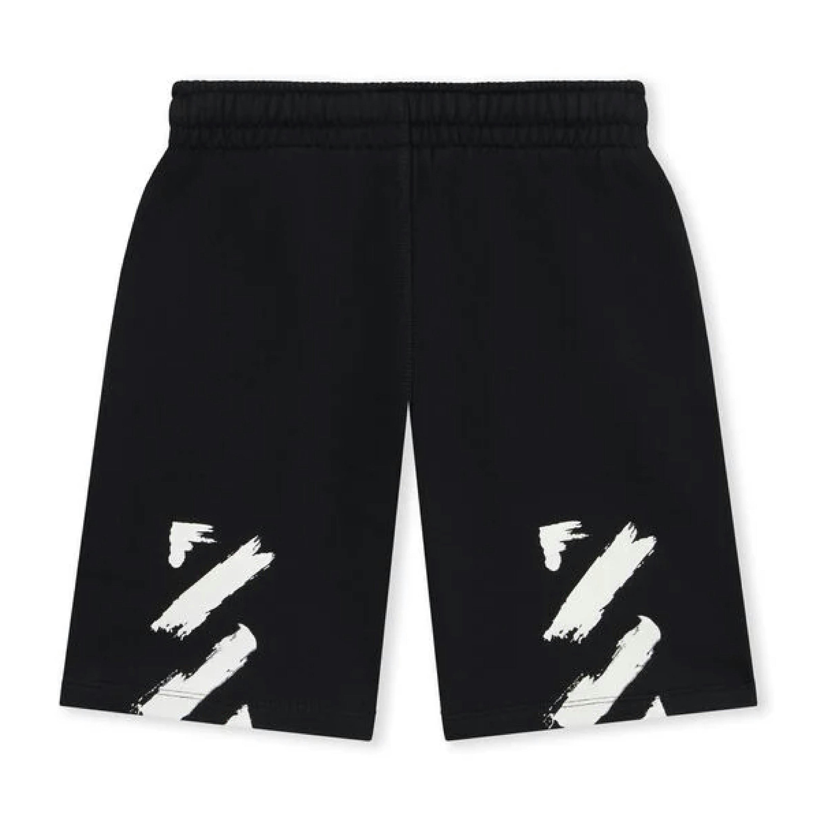 Black Diagonal Paint Sweatshorts