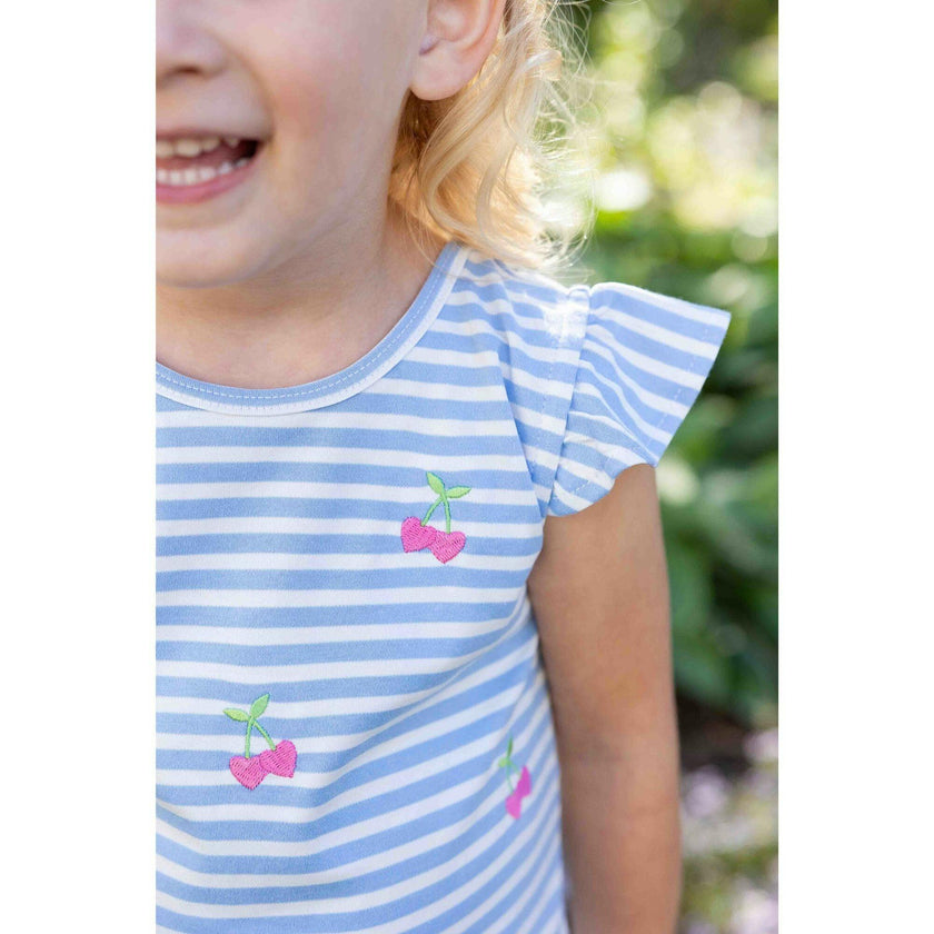 Knit Short Set With Embroidered Heart Cherries