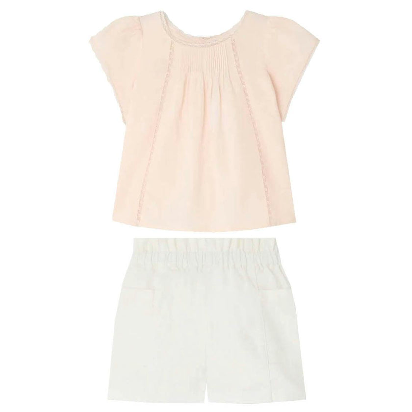 BONPOINT Lacacia Vintage Lace Baby Set - Rose/White