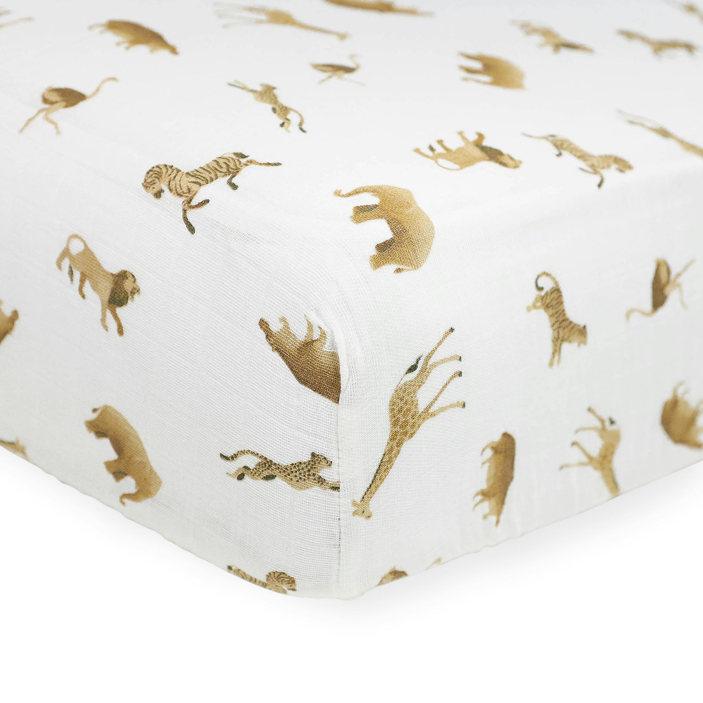 Organic Cotton Muslin Crib Sheet - Animal Crackers