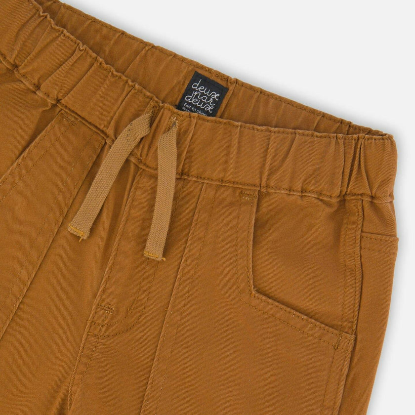 Twill Jogger Pants with Patch Pockets Brown