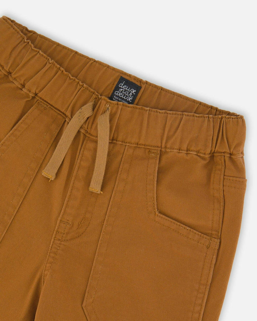 Twill Jogger Pants with Patch Pockets Brown