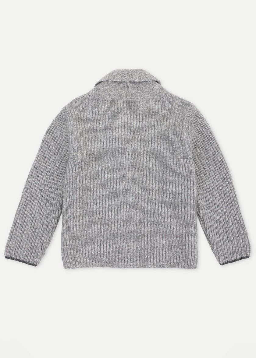 The Light Grey Mouline Merino Cashmere Cardigan