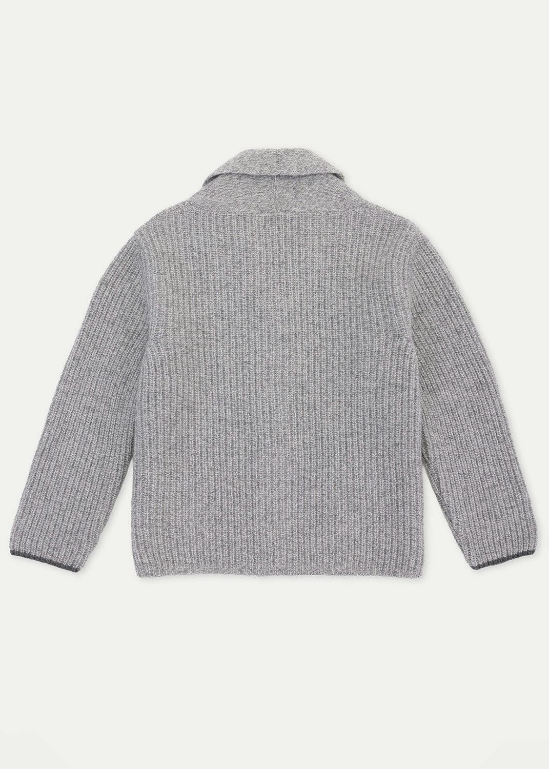 The Light Grey Mouline Merino Cashmere Cardigan