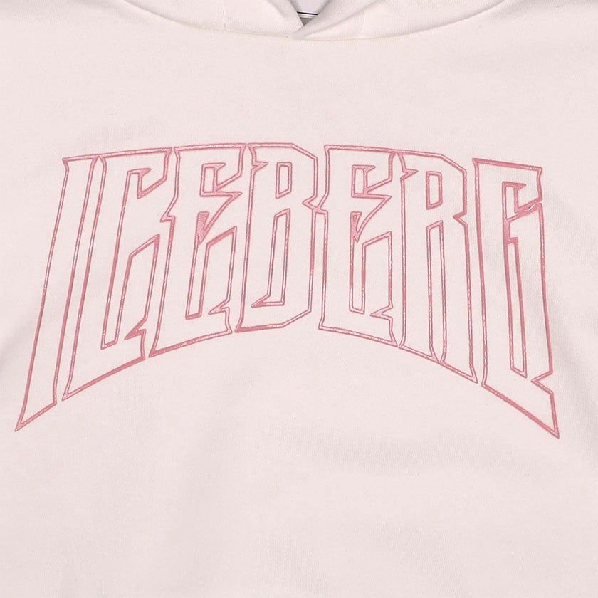 ICEBERG Cropped Pink Logo Hoodie