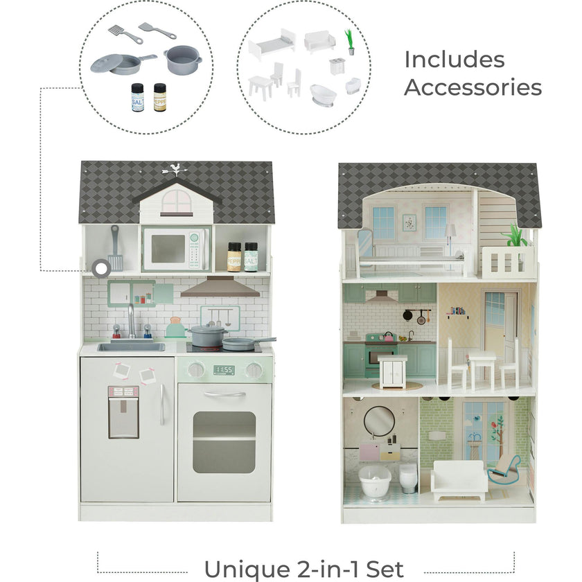 Wonderland Ariel 2-In-1 Dollhouse/Play Kitchen Playset