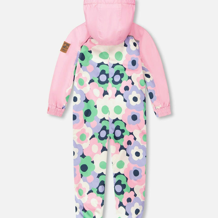 Kids Mid-Season One-Piece Outerwear Black Printed Flowers