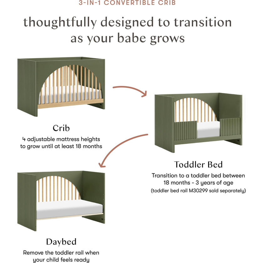 Moab 3-in-1 Convertible Crib in Olive / Ash