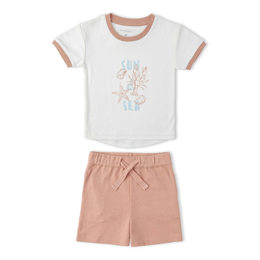 Organic Graphic Tee & Shorts Set - Beach Day