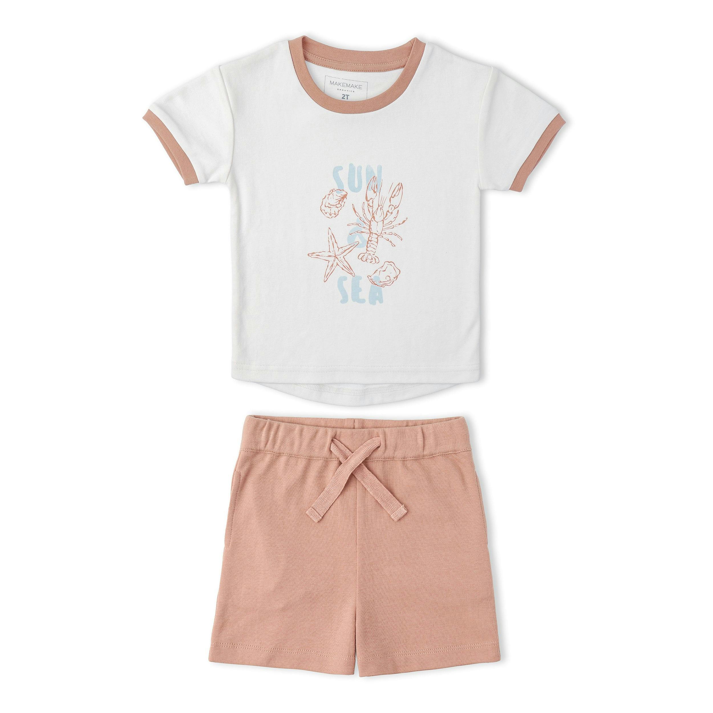 Organic Graphic Tee & Shorts Set - Beach Day