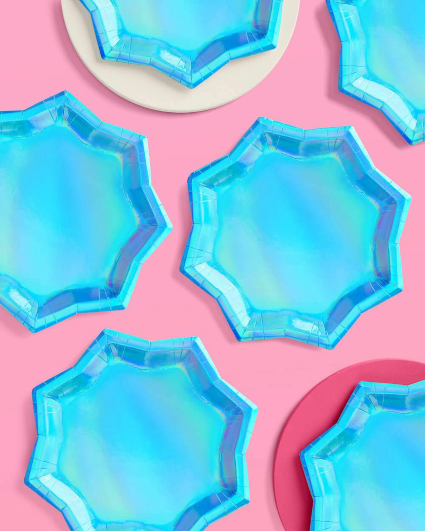 Blue Shimmer Plates - 25 paper plates