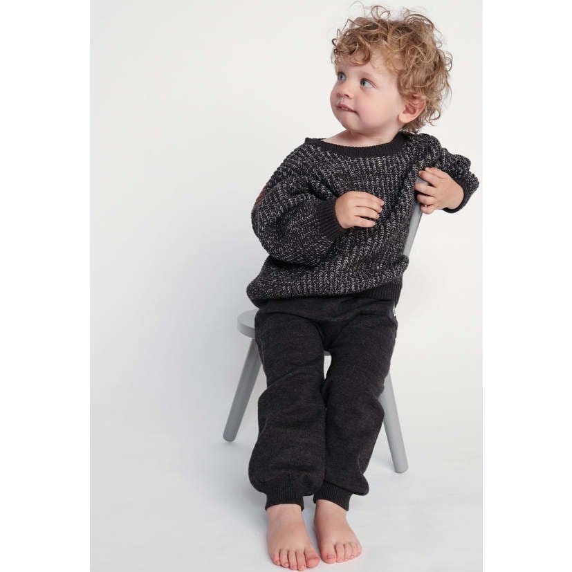 Chunky Ribbed Knit Elastic Waistband Drawstring Relaxed Fit Joggers