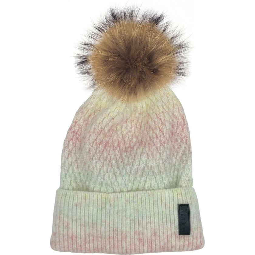 Ombre Knit Hat With A Genuine Fur Pom (TikTok)