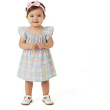 Infant Girls Plaid Dress Set | White Plaid