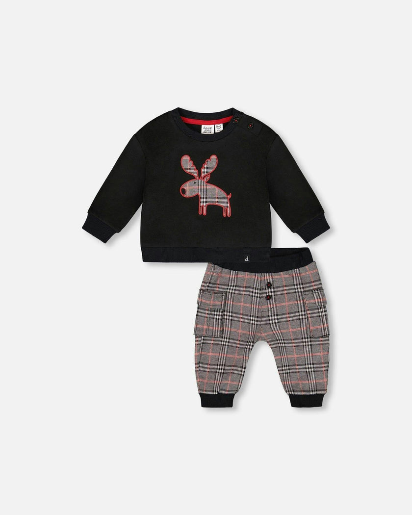 Sweater and Cargo Pants Set with Applique