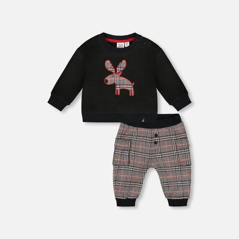 Sweater and Cargo Pants Set with Applique