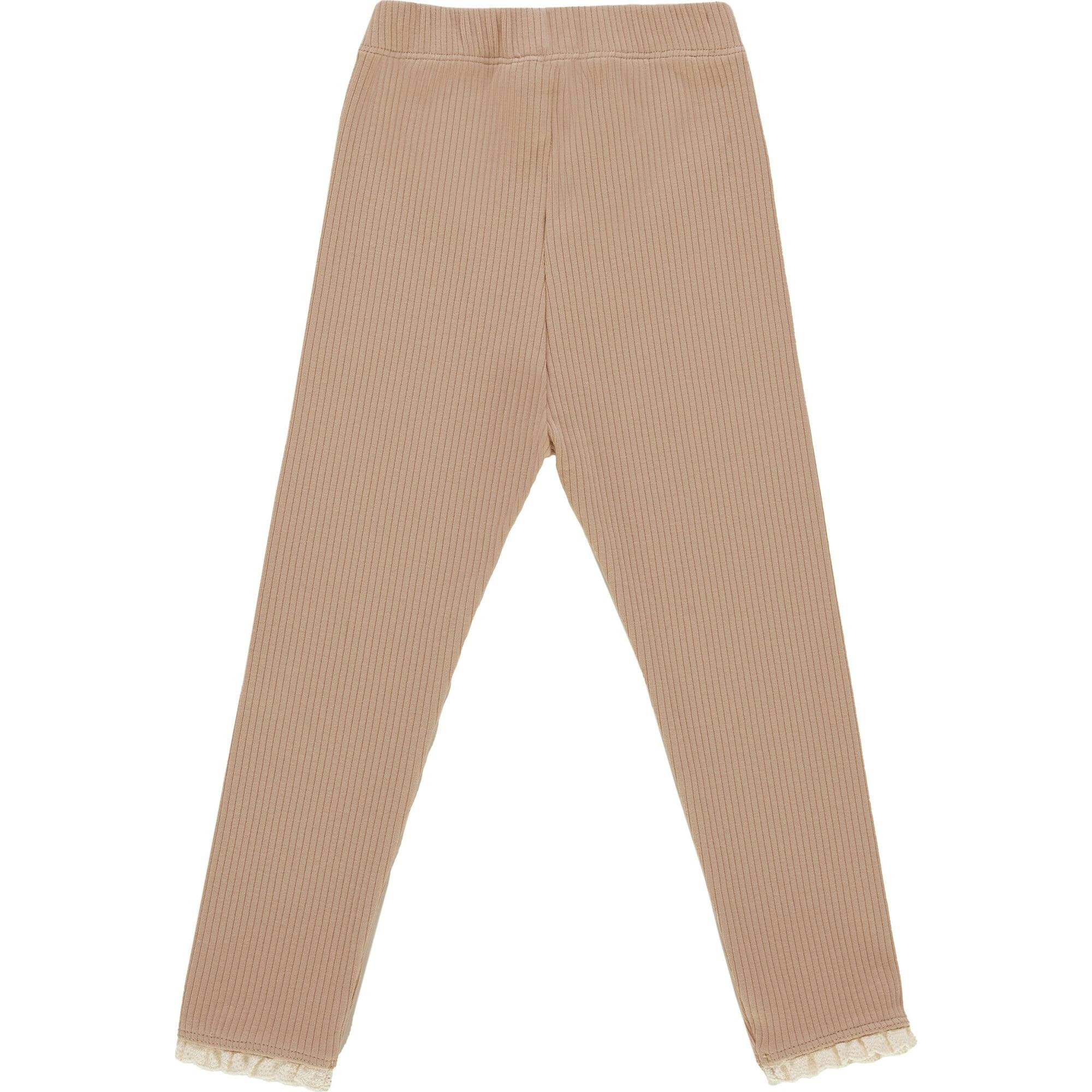 Affy Ribbed Lace Trim Leggings