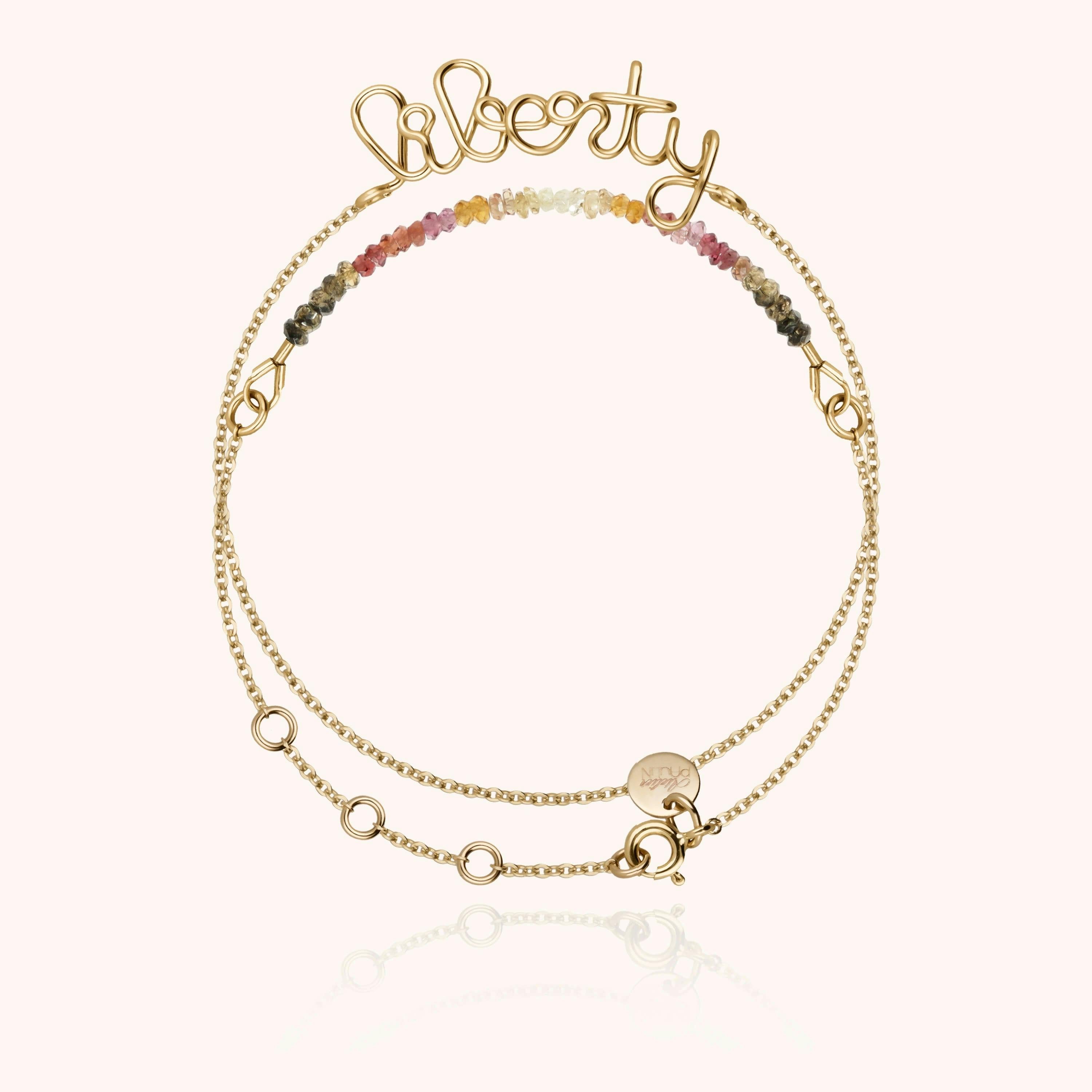 Women's Personalized Double Wrap Bracelet, Tawny Sapphire