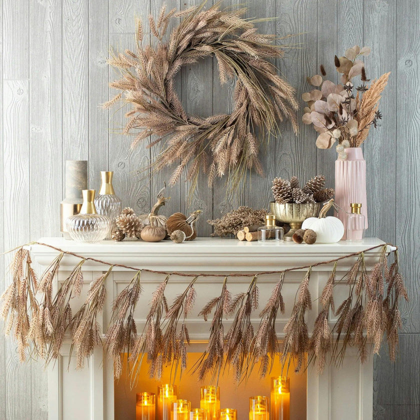 Amber Waves of Grain Autumn Wheat Fall Harvest Hanging Railing or Mantel Garland