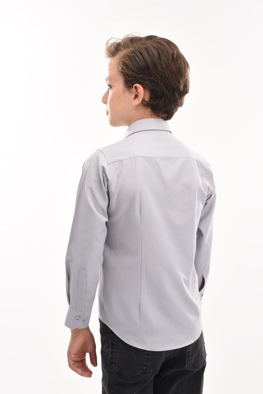 Gray Structured Button-Up Shirt