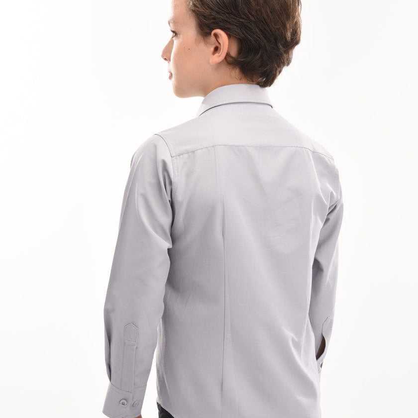 Gray Structured Button-Up Shirt
