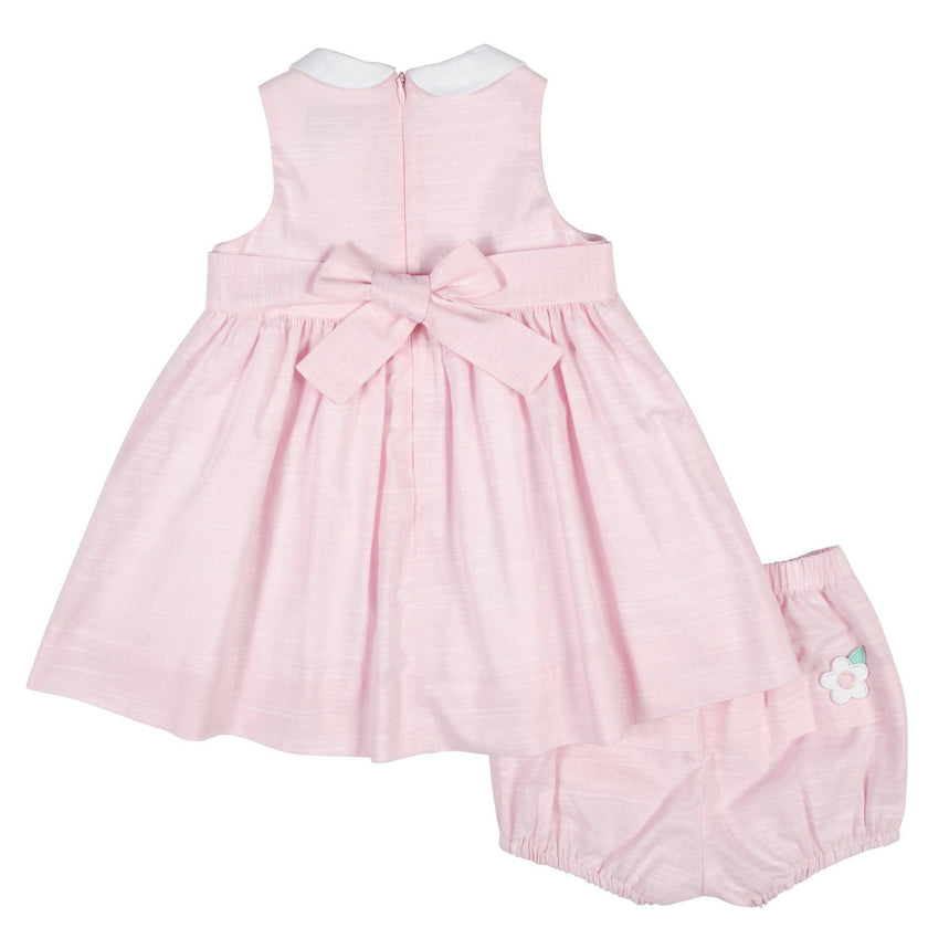 Linen Look Dress & Bloomer With Flowers