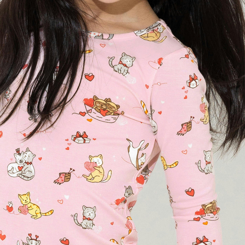 Valentines Kittens Bamboo Kids Pajamas
