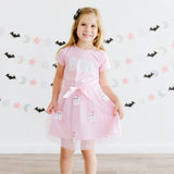 Boo Sequin Patch Halloween Short Sleeve Tutu Dress