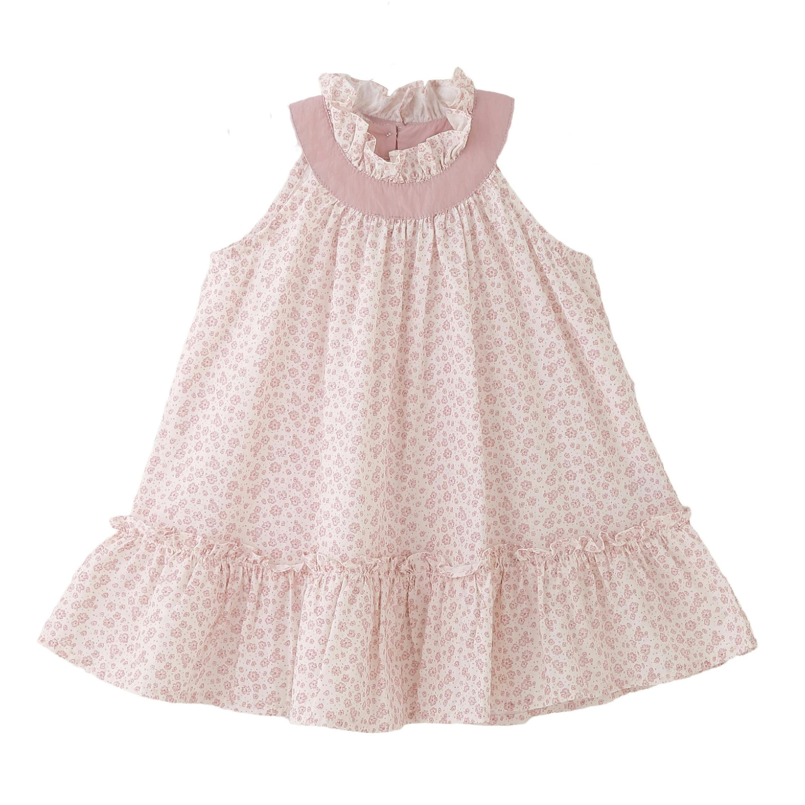 Pink Floral Ruffle Dress