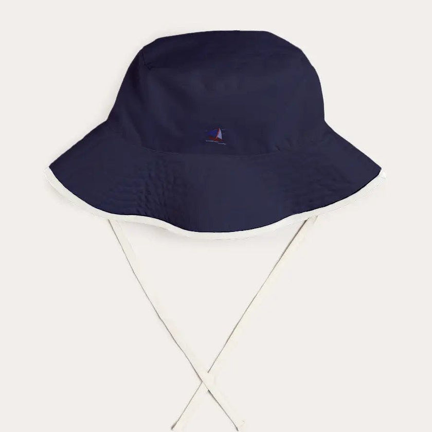 Boat Embroidered Beach Hat in Navy (S-L)