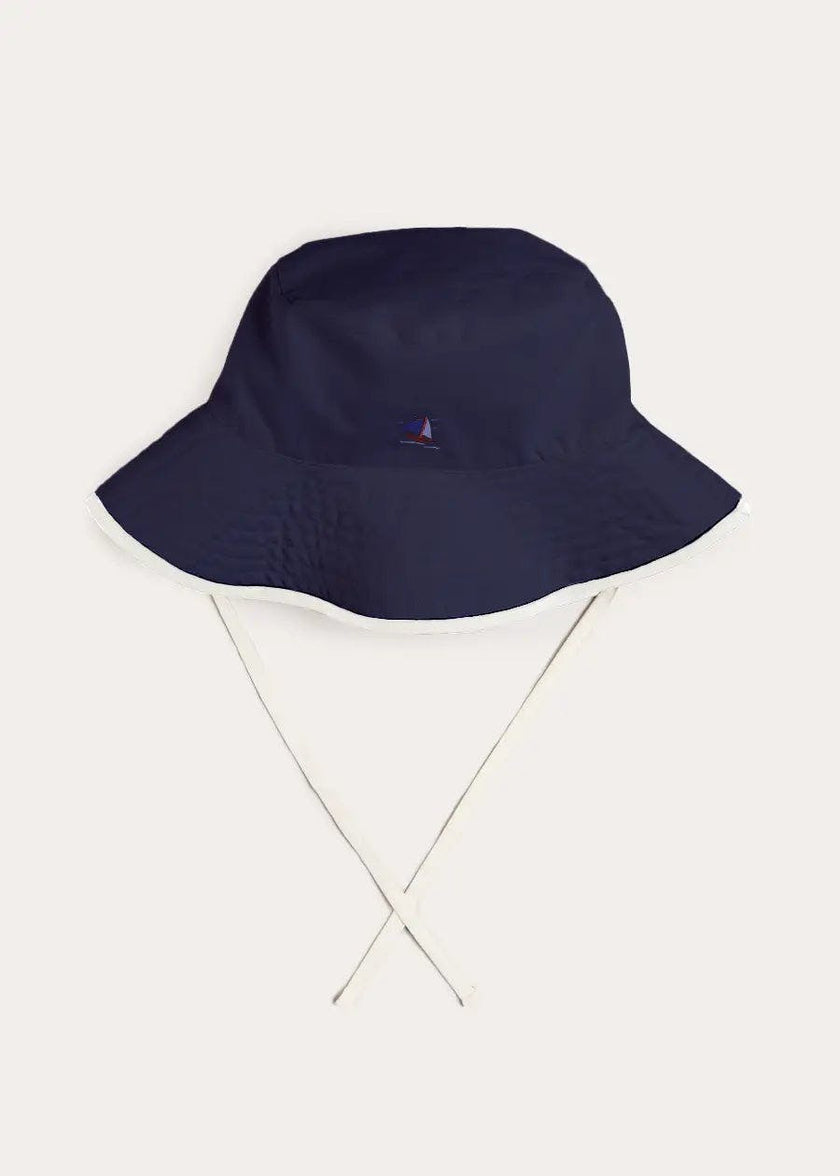 Boat Embroidered Beach Hat in Navy (S-L)