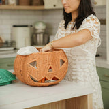 Handcrafted - Pumpkin Face Basket - Rattan Wicker