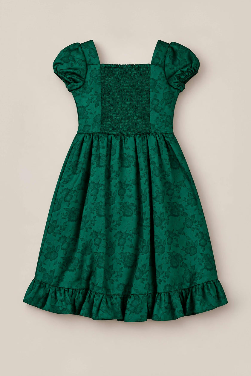 Teen Amira Dress in Emerald Satin