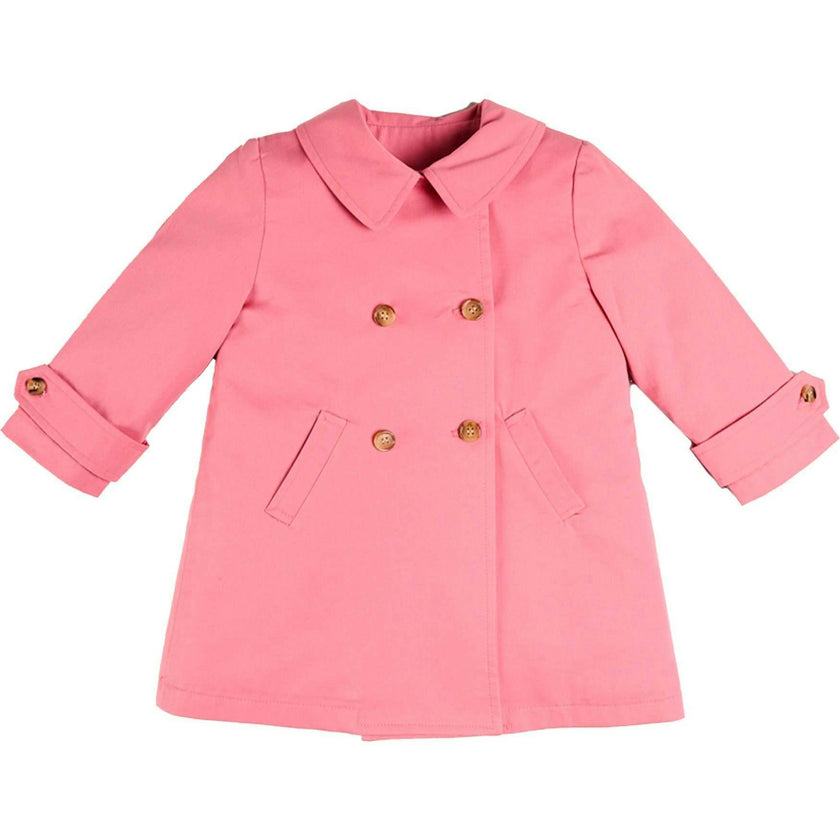 Double Breasted Margaret Floral Lined Rain Coat in Raspberry (18mths-12yrs)