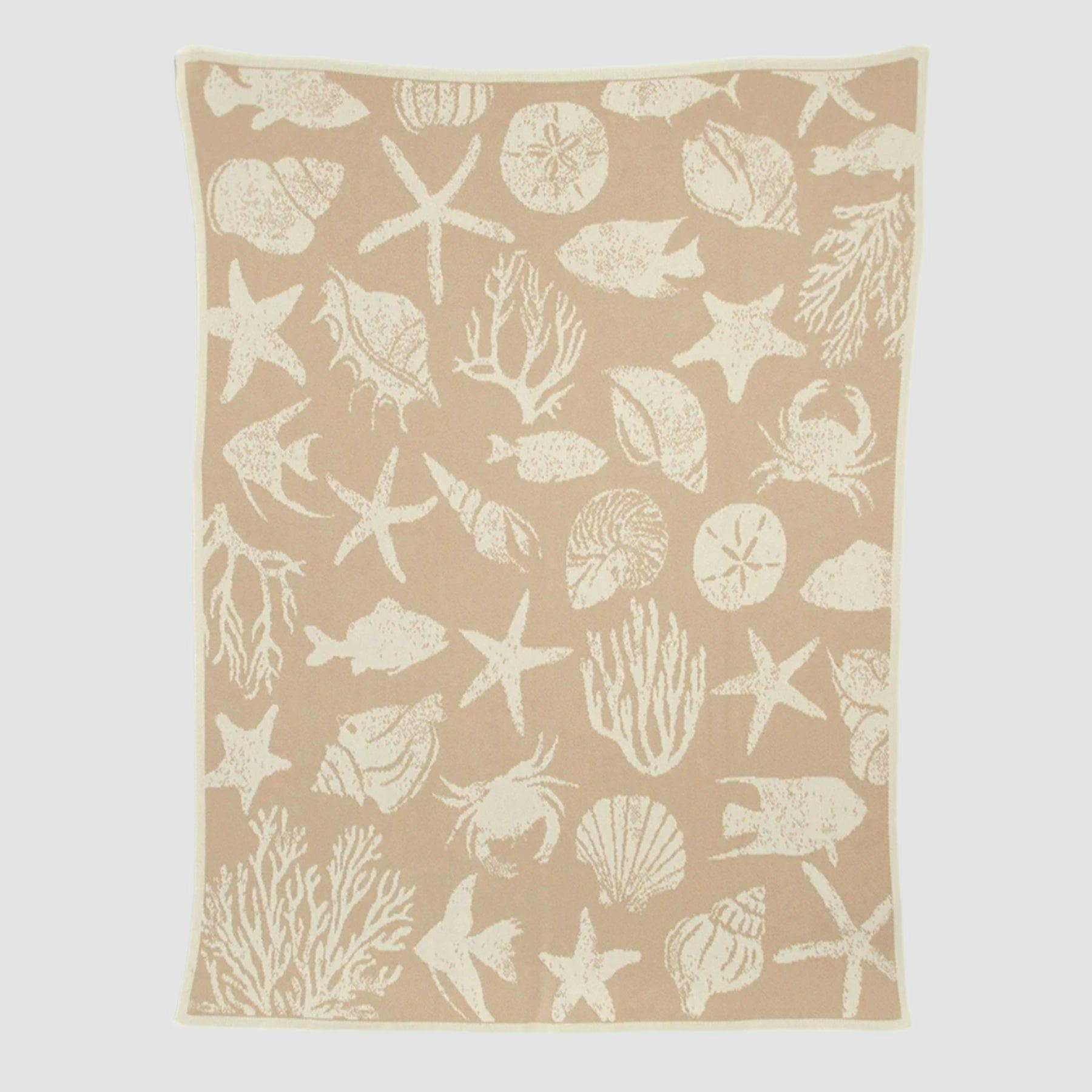 Cotton Sustainable Knit Throw Blanket | Coastal - Sea Life