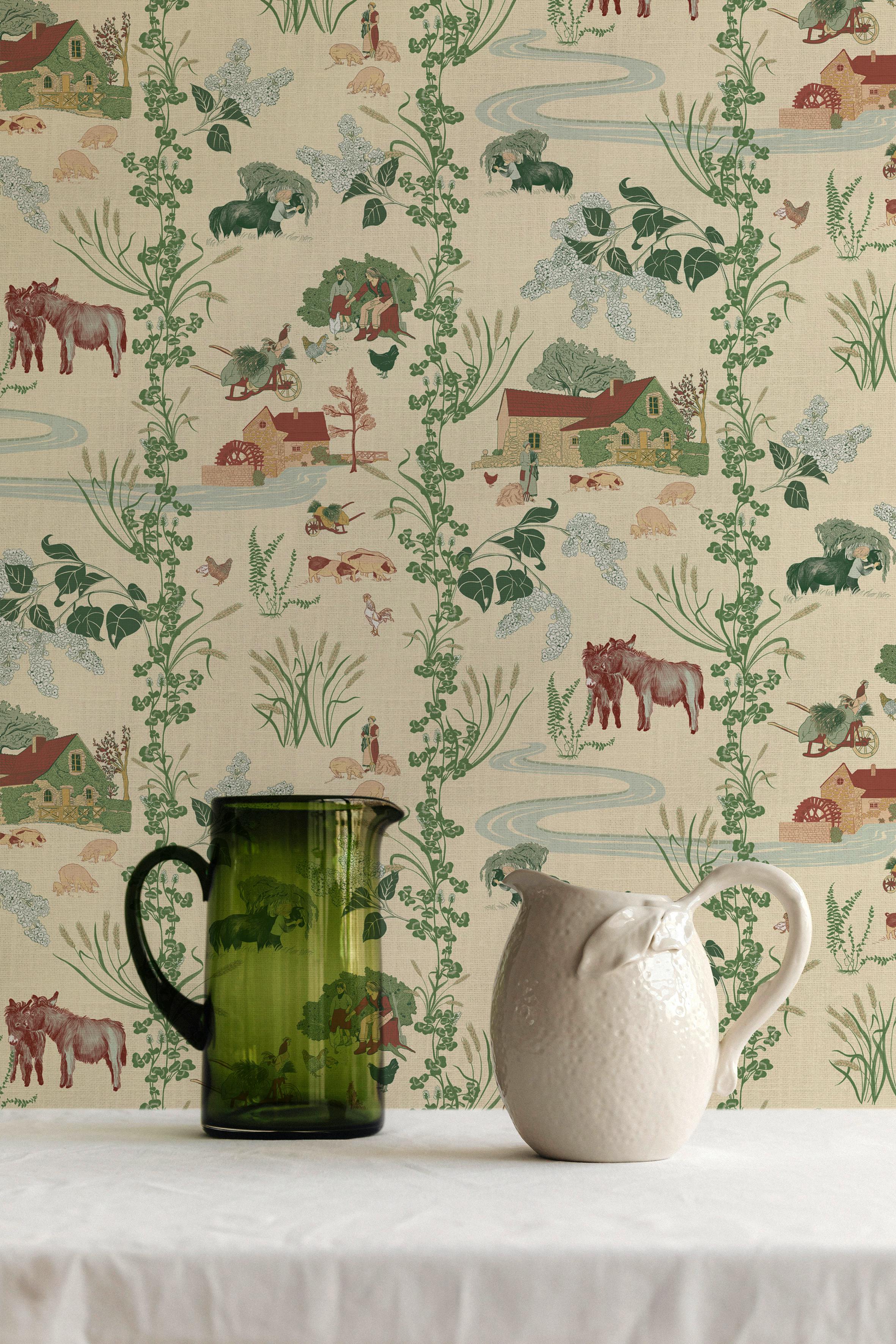 Papier peint Toile de Campagne coloris Brique