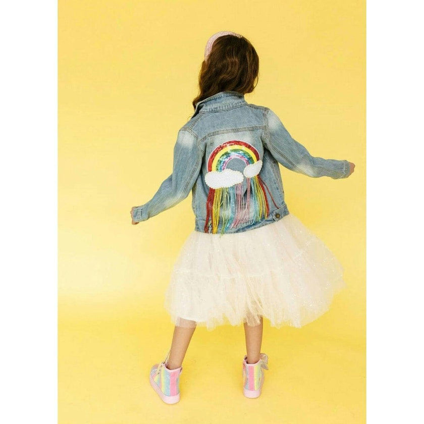Womens Crystal Rain Denim Jacket