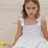 Linen Bow Shoulder Dress, Yellow