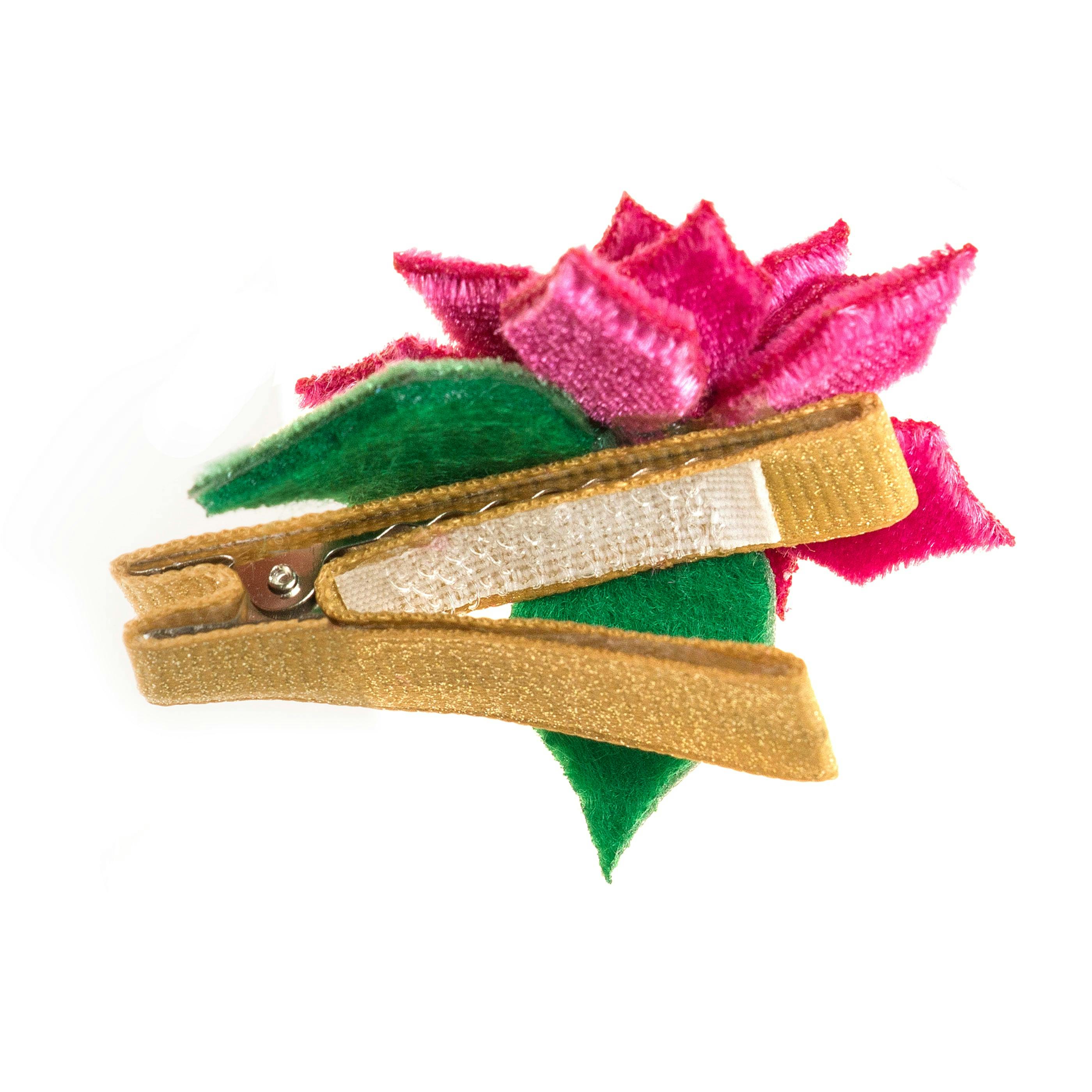 Flower Poinsettia Velvet Hair Clips